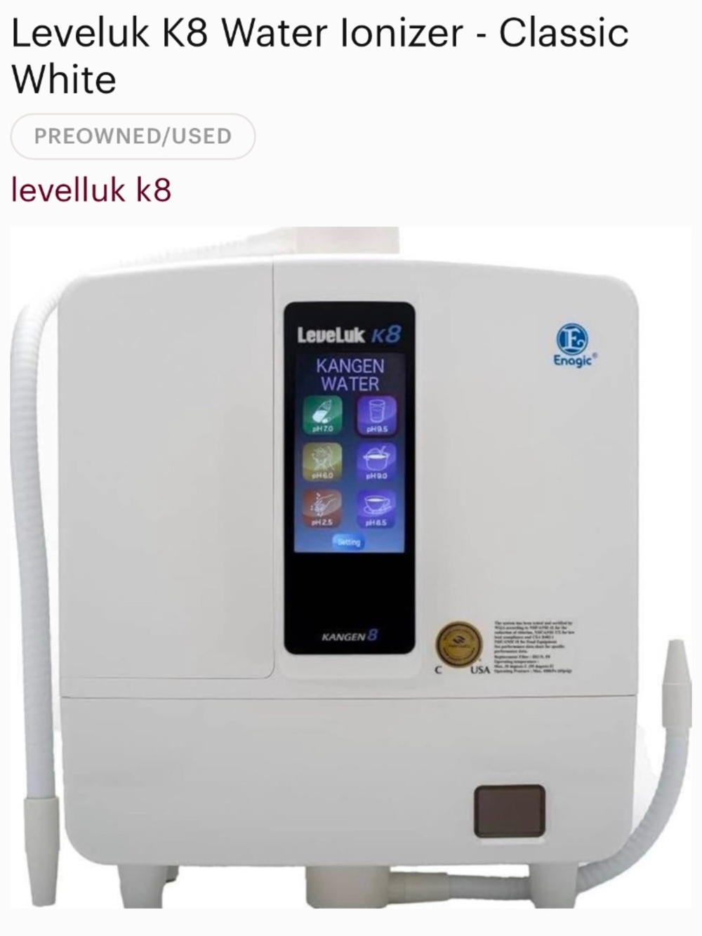 Leven K8 Water Ionizer White